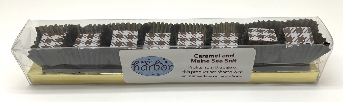 Caramel-and-Maine-Sea-Salt Caramel and Maine Sea Salt filled chocolate.