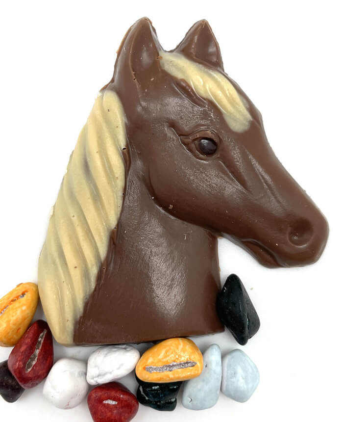 Milk and white chocolate horse.