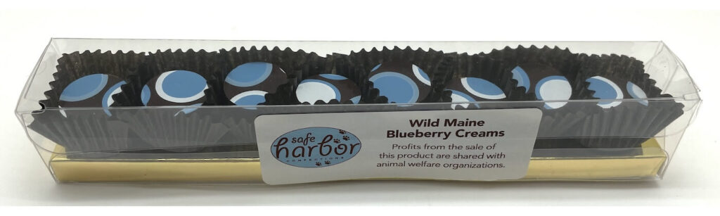 Wild Maine Blueberry filled chocolate.