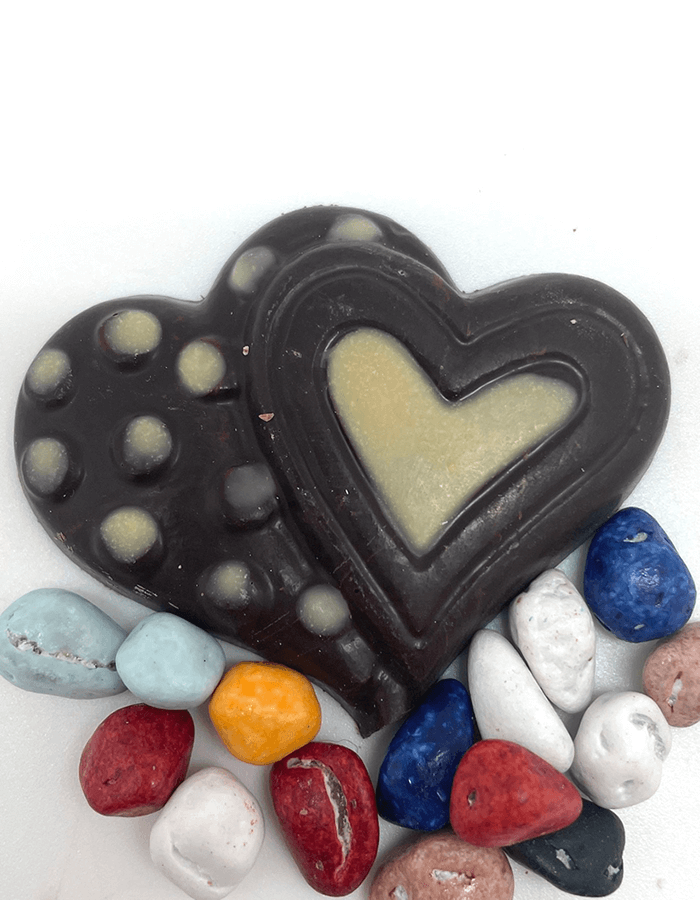 Dark and white chocolate hearts,